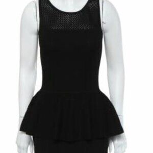 Milly Sweater Knit Mesh Peplum Dress